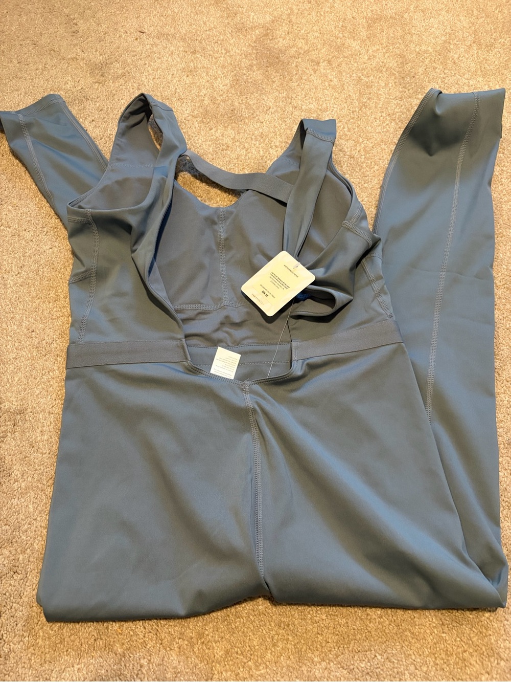 NWT Fabletics Motion365+ Open Back Yoga Jumpsuit Storm M MSRP $94.95